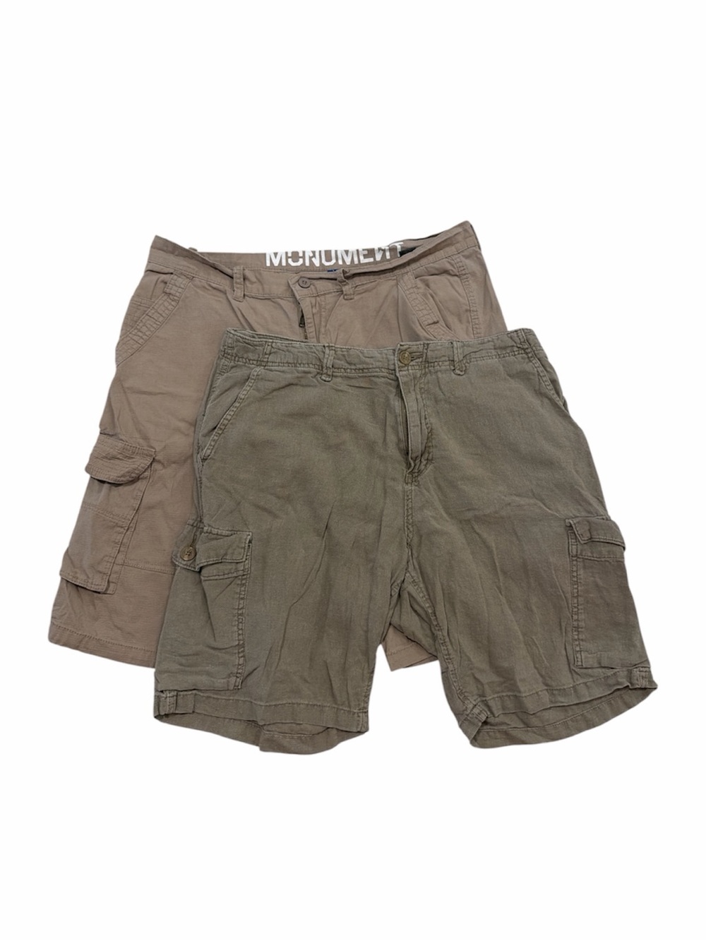 Old Navy Men's Cargo Shorts Two-Pack in Olive & Light Brown size 34